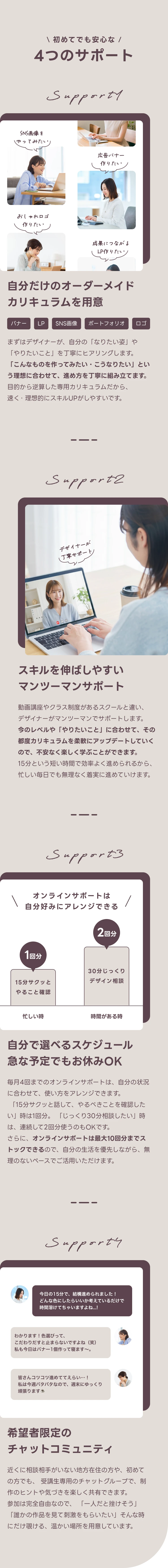 初めてでも安心な4つのサポート